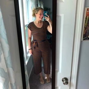 Old Navy Blue and Orange striped jumpsuit